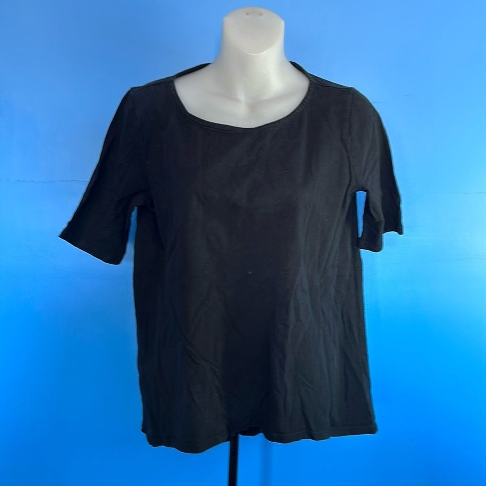 Madewell Black Short Sleeve Pullover Blouse Rear Zip Top Size Small S